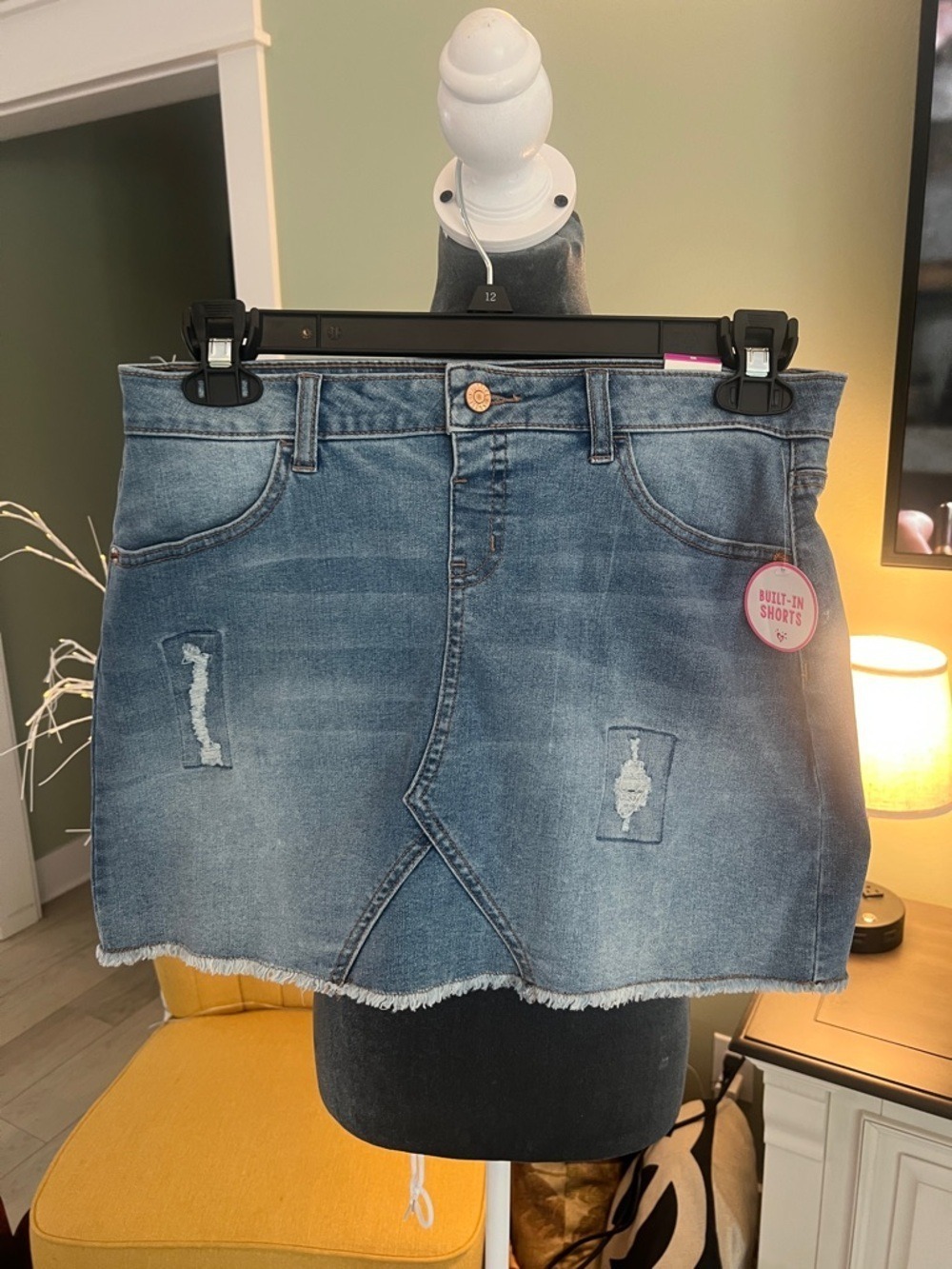 Justice Distressed Denim Mini Skort - Blue